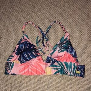 Roxy palm leaf print bikini top